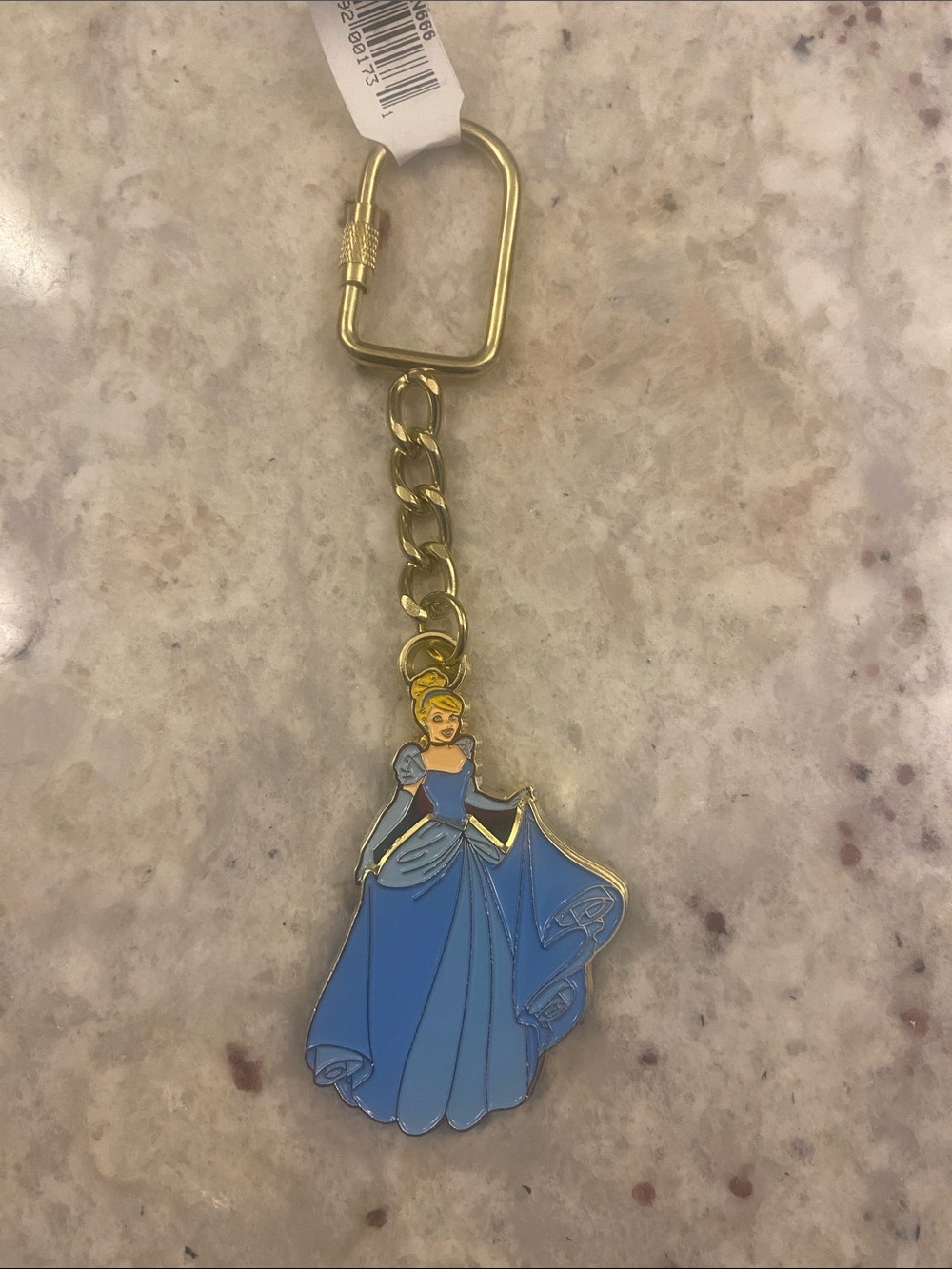 Disney Cinderella Blue Enamel Keychain bag Charm - Gold Tone NWT